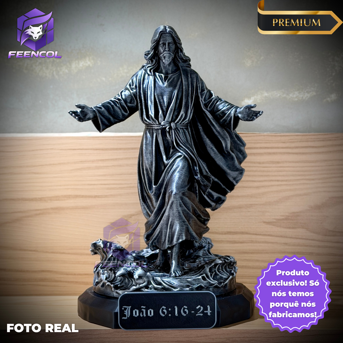 Jesus Walk on Water– ( Figure de luxo Jesus andando nas águas) Premium Decorativo  de Luxo pintado a mão, Pronta entrega ORIGINAL.