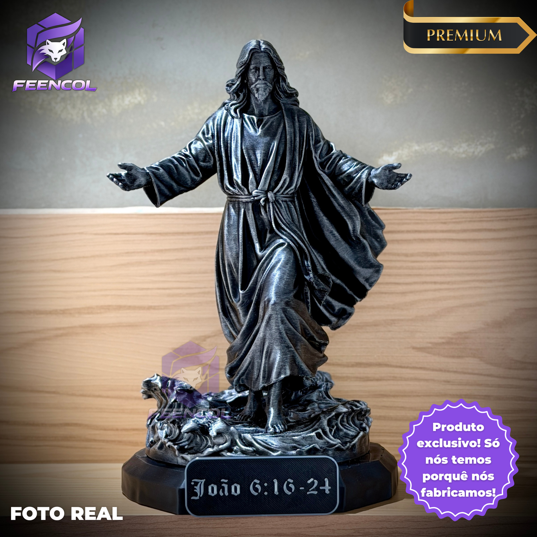Jesus Walk on Water– ( Figure de luxo Jesus andando nas águas) Premium Decorativo  de Luxo pintado a mão, Pronta entrega ORIGINAL.