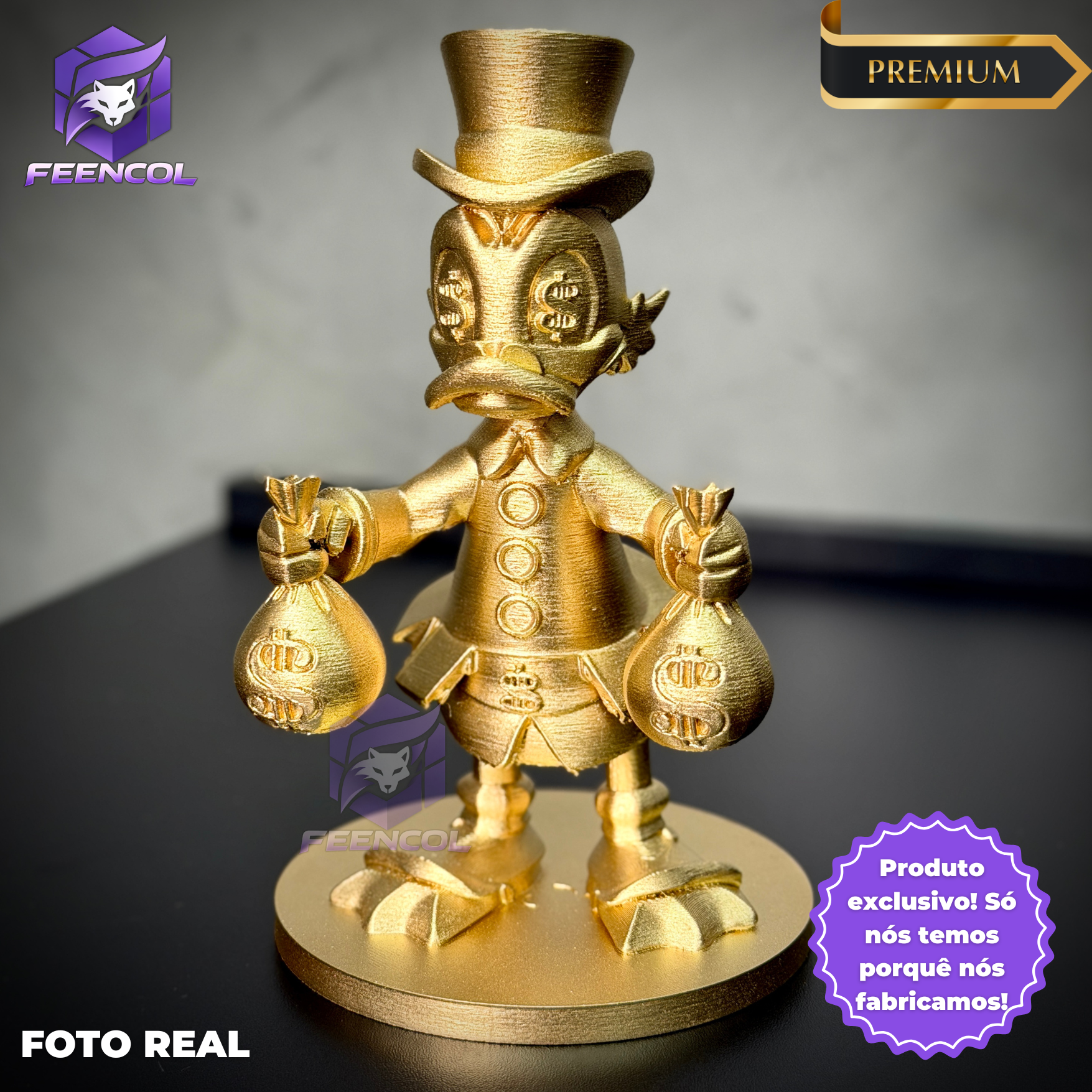 The McDuck Toten – ( Toten Tio Patinhas Dourado) Premium Decorativo  de Luxo pintado a mão, Pronta entrega ORIGINAL.