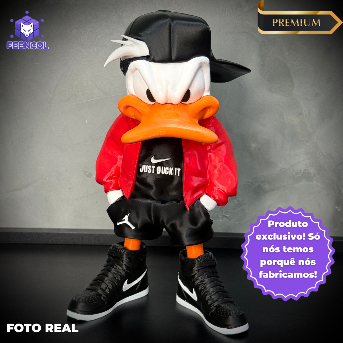 O Pato Donald Streetwise  – ( Figure decorativa estilo Cartoon) Premium de Luxo a mão, Pronta entrega