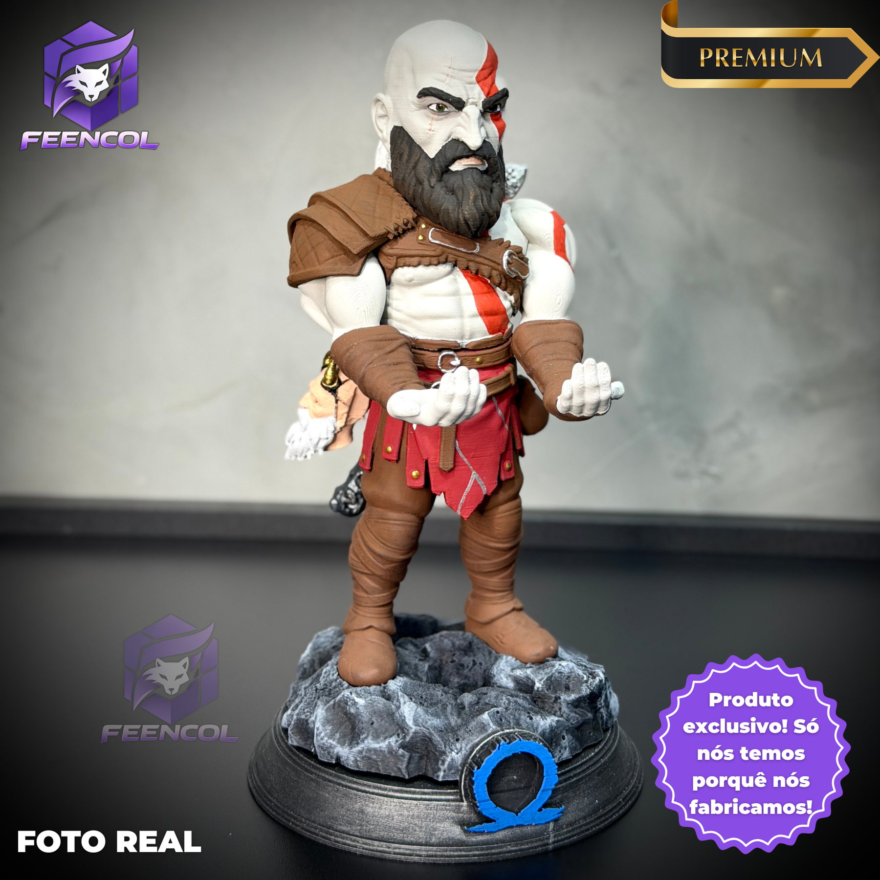 Suporte SUPER Premium Para Controle de Playstation e Xbox Kratos de luxo  pintado a mão Pronta Entrega com chaveiro de brinde