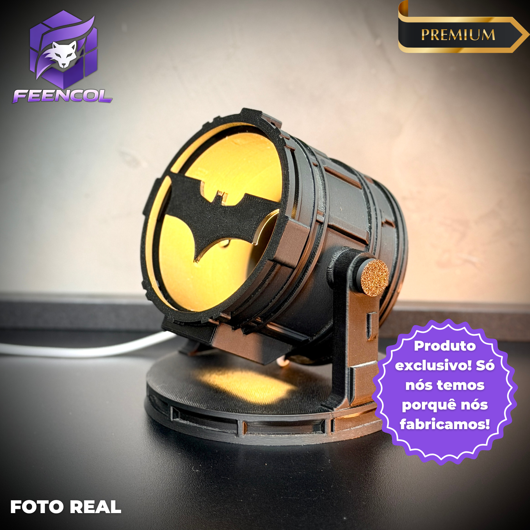 The Bat Signal (Luminária  LED Batman) Premium de Luxo a mão, Pronta entrega