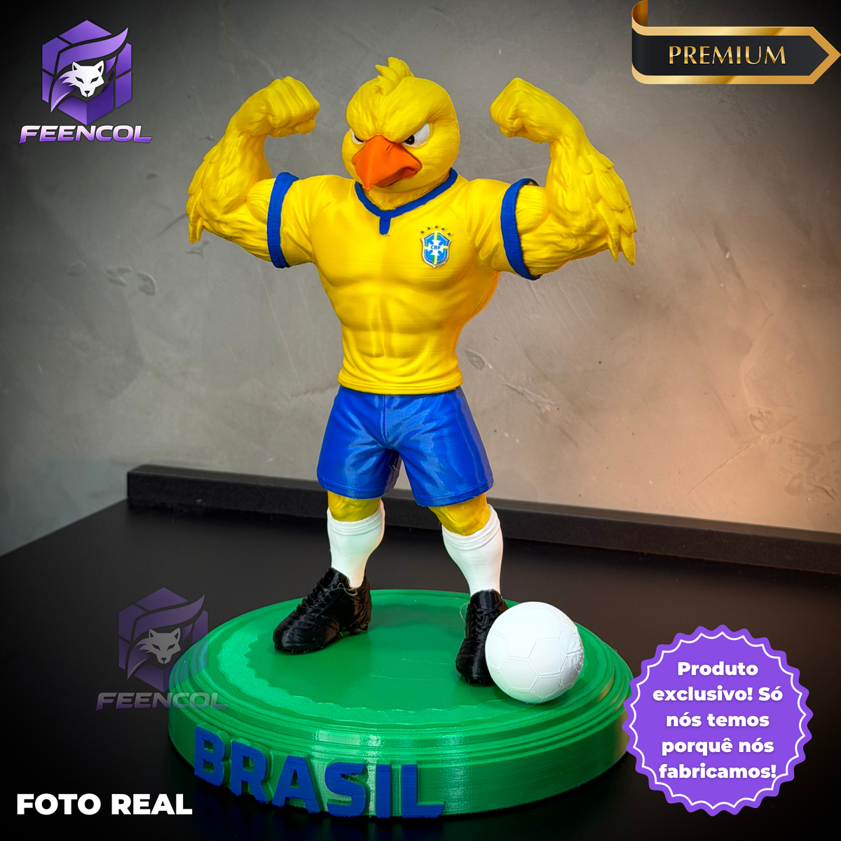 O canarinho Pistola– ( Figure decorativa canarinho seleção Brasileira ) Premium de Luxo a mão, Pronta entrega