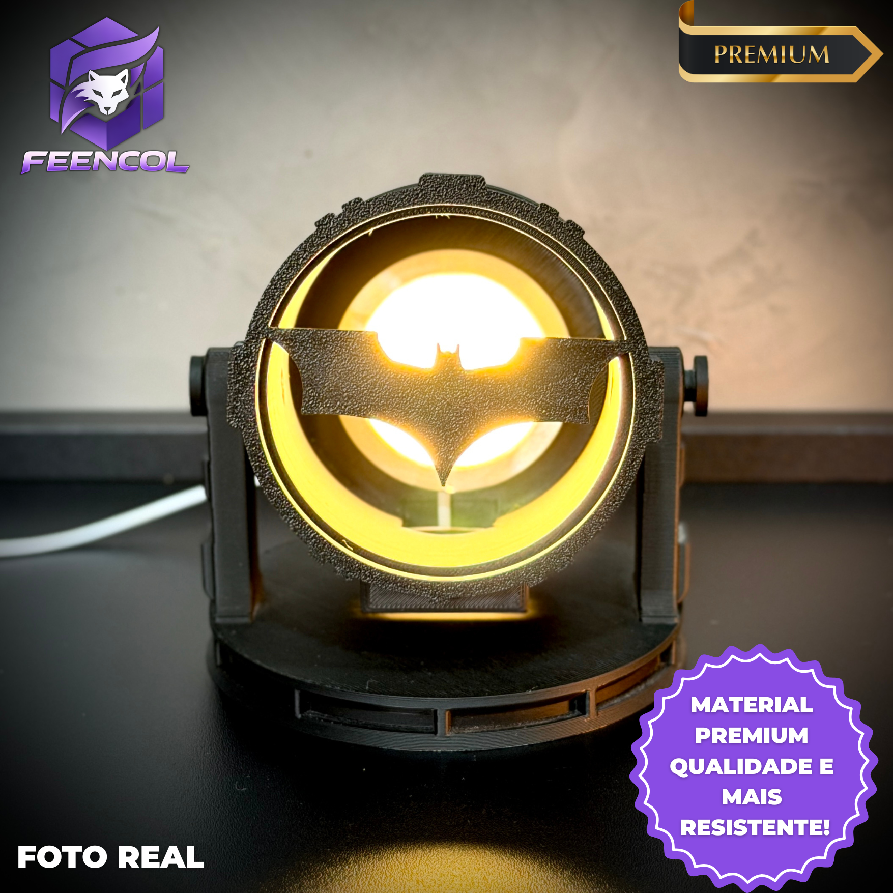 The Bat Signal (Luminária  LED Batman) Premium de Luxo a mão, Pronta entrega