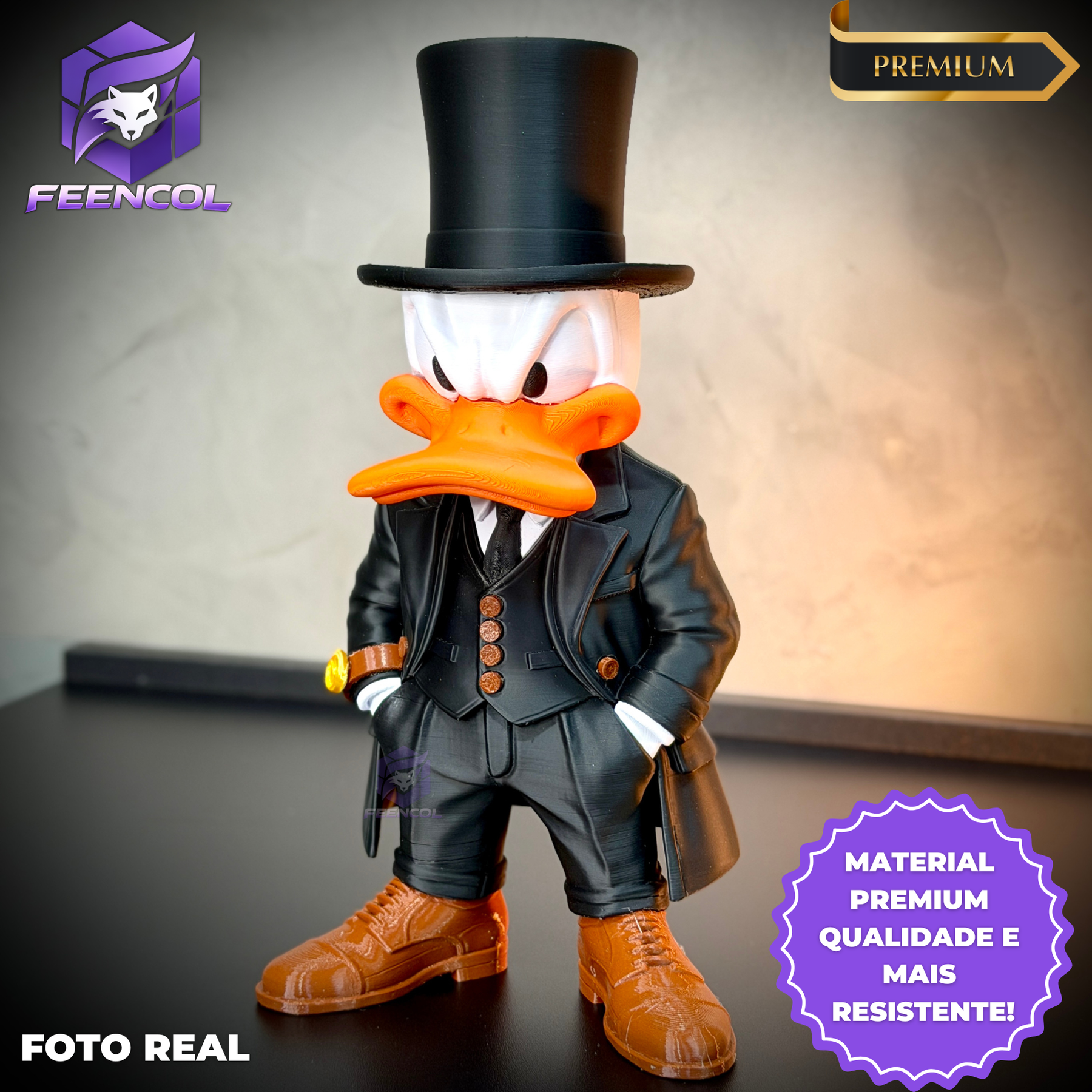 O Pato Donald Old Money – ( Figure decorativa Pato Donald Terno e cartola) GRANDE EXCLUSIVO Premium de Luxo a mão, Pronta entrega
