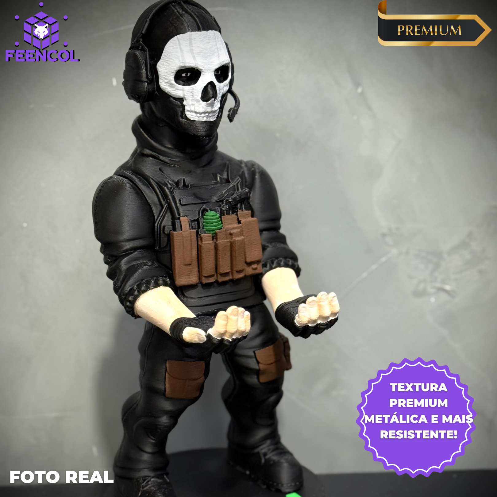 Suporte Premium Para Controle de Playstation e Xbox Ghost Call of Duty de luxo  pintado a mão Pronta Entrega com chaveiro de brinde