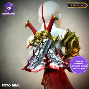 Suporte SUPER Premium Para Controle de Playstation e Xbox Kratos Jovem de luxo  pintado a mão Pronta Entrega com chaveiro de brinde