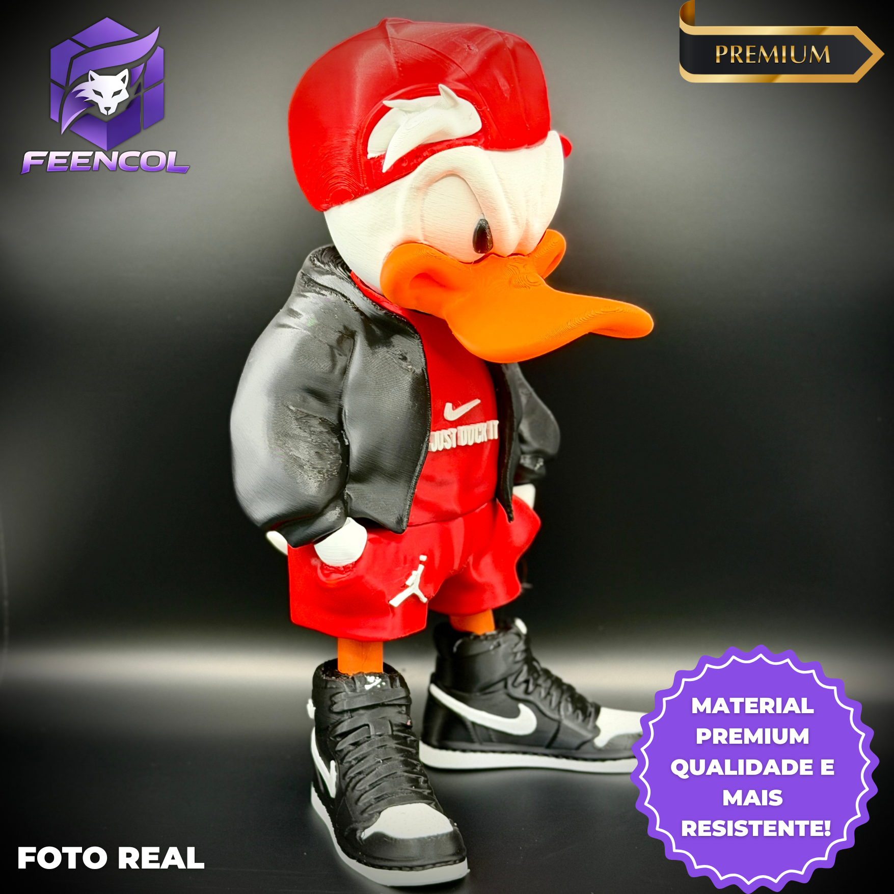 O Pato Donald Streetwise  – ( Figure decorativa estilo Cartoon) Premium de Luxo a mão, Pronta entrega