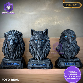 Os bustos do Poder ORIGINAL Premium Decorativos KIT 3 BUSTOS COMPLETO  Leão Disciplina, Lobo Execução, Aguia Foco, de Luxo pintados a mão, Pronta entrega