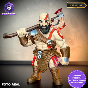 The God of War Kratos ( Figure decorativa Kratos ) GRANDE EXCLUSIVO Estilo Cartoon Pintado a mão Premium de Luxo a mão, Pronta entrega