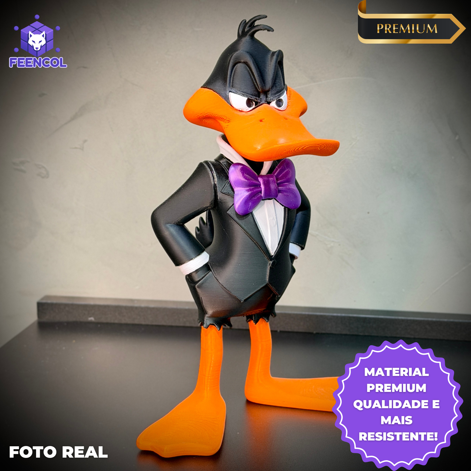 O Patolino Smoking – ( Figure decorativa estilo Cartoon) Premium de Luxo a mão, Pronta entrega