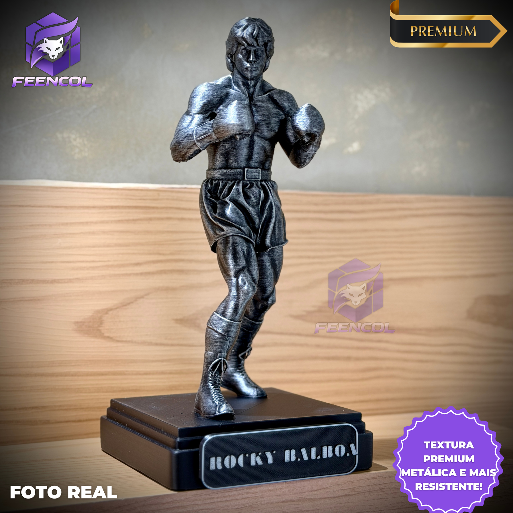 The Champion Rocky – ( Figure Rocky Balboa ) Premium Decorativo  de Luxo pintado a mão, Pronta entrega ORIGINAL.