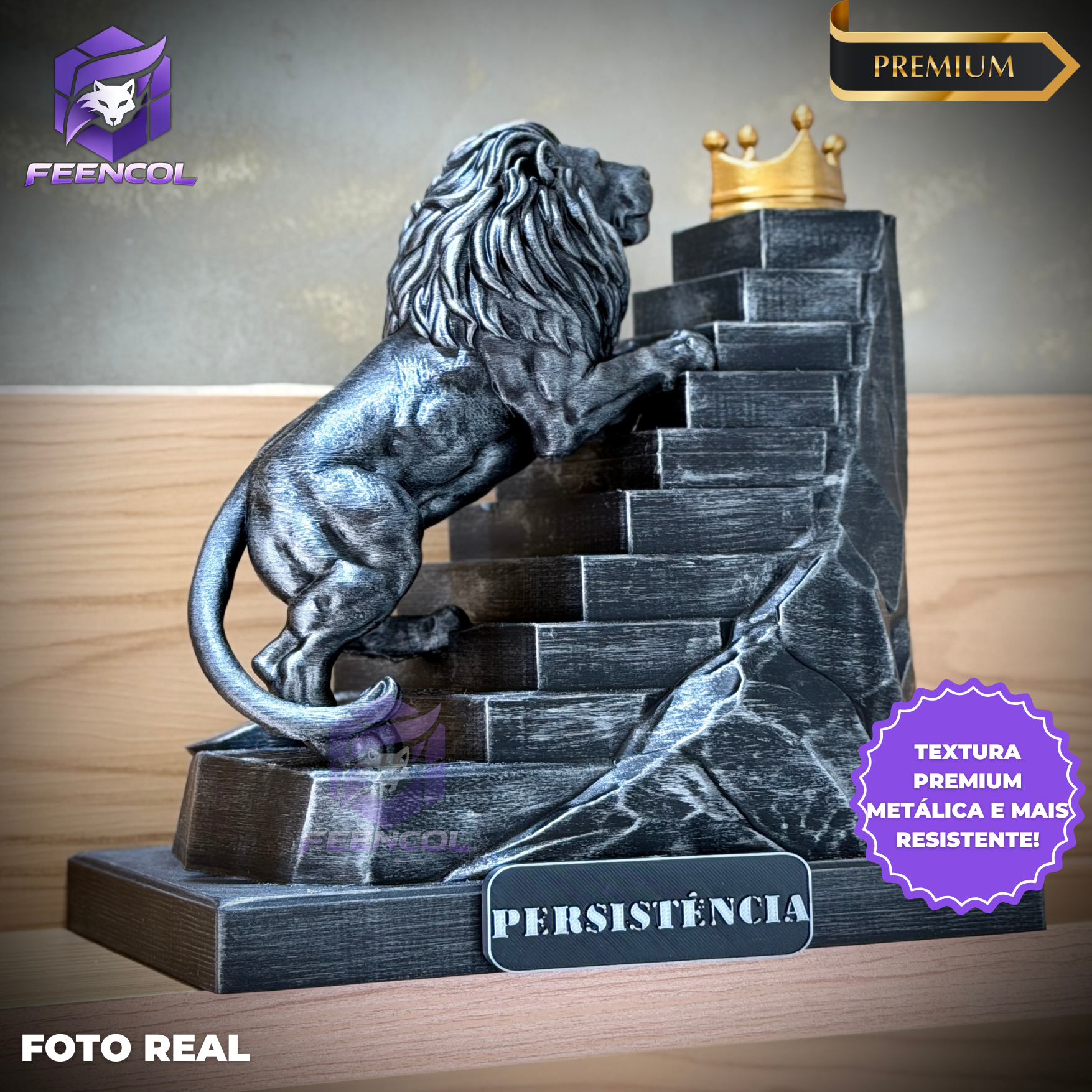 The Persistence Lion 2  – ( Figure Leão da Persistência nova versão robusta) Premium Decorativo  de Luxo pintado a mão, Pronta entrega ORIGINAL