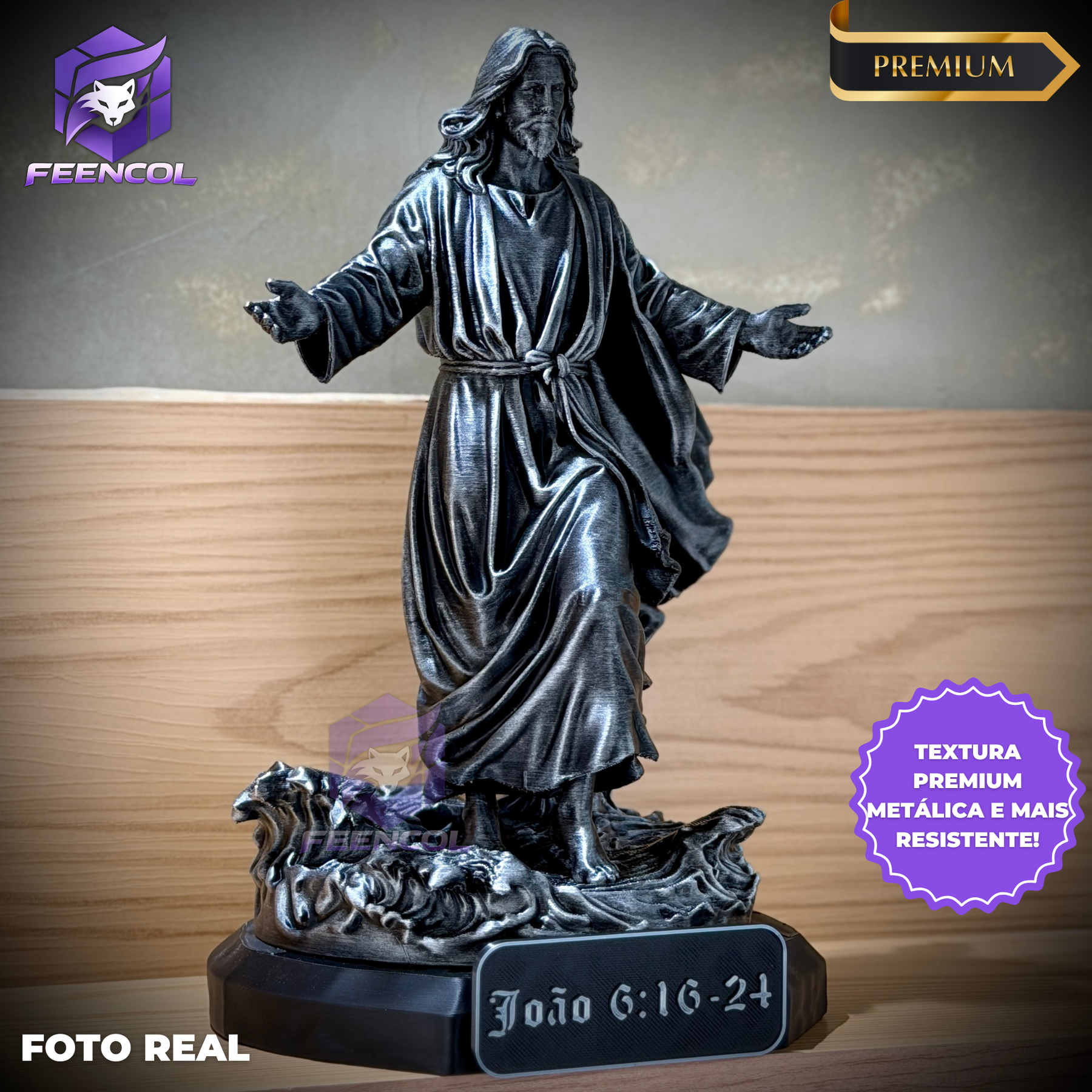 Jesus Walk on Water– ( Figure de luxo Jesus andando nas águas) Premium Decorativo  de Luxo pintado a mão, Pronta entrega ORIGINAL.