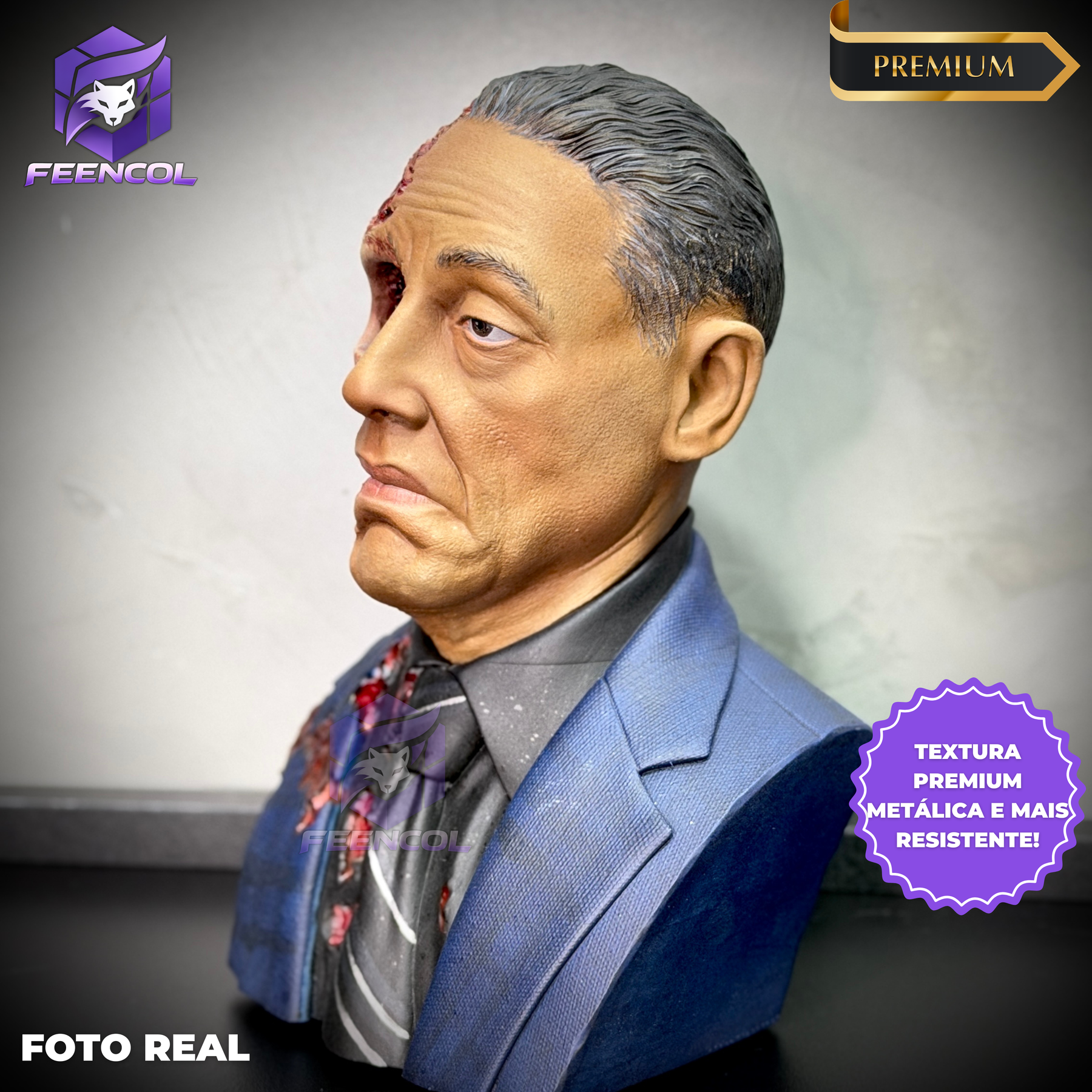 Action Figure Busto Gustavo Fring  1/4 (Breaking Bad)  de luxo Resina pintado a mão Híper Realista Pronta Entrega Peça única