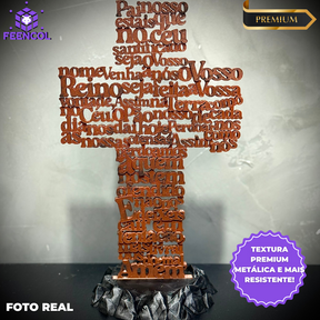 A cruz do pai nosso Figura Premium Decorativa de Luxo pintado a mão, Pronta entrega + Chaveiro Fé de Brinde!