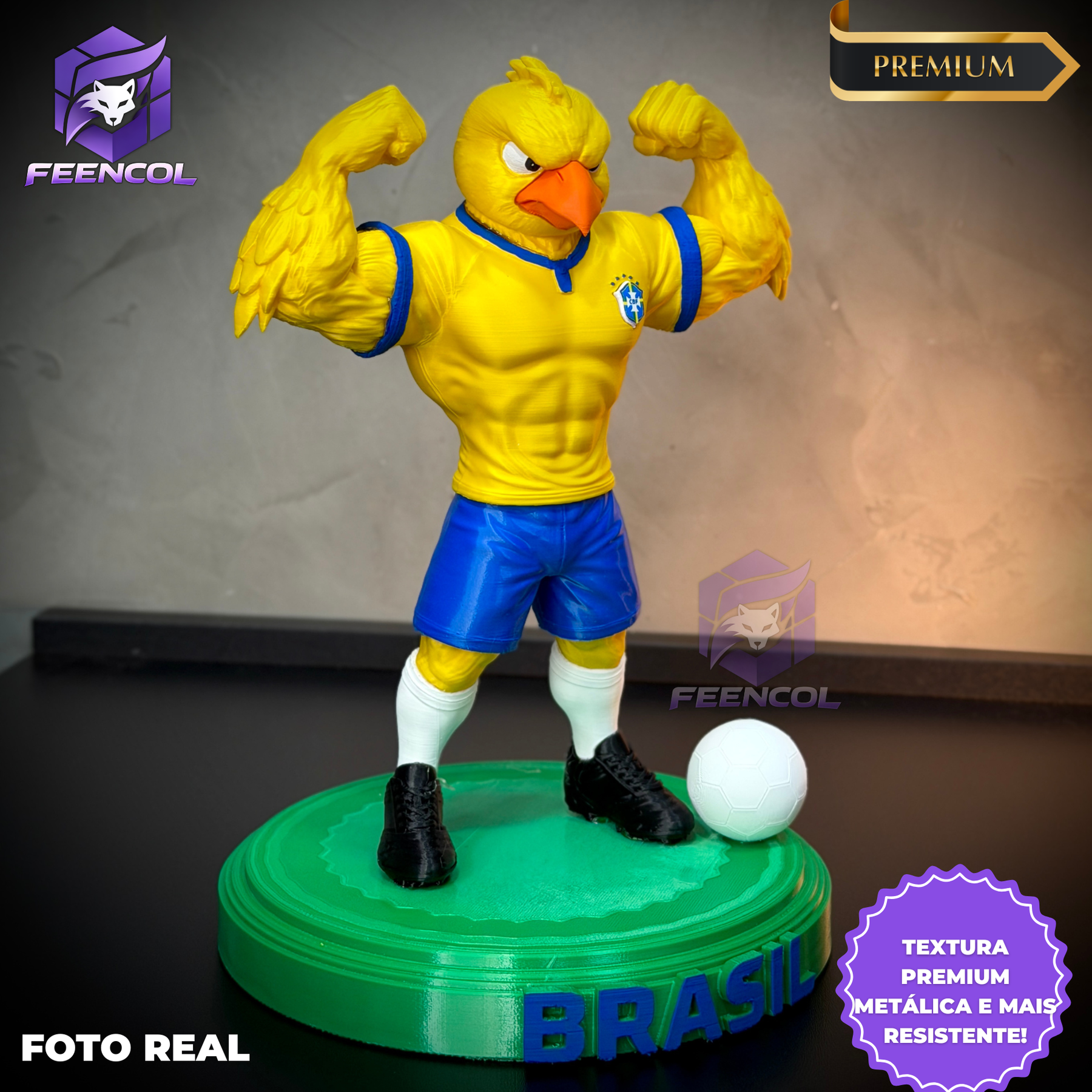 O canarinho Pistola– ( Figure decorativa canarinho seleção Brasileira ) Premium de Luxo a mão, Pronta entrega