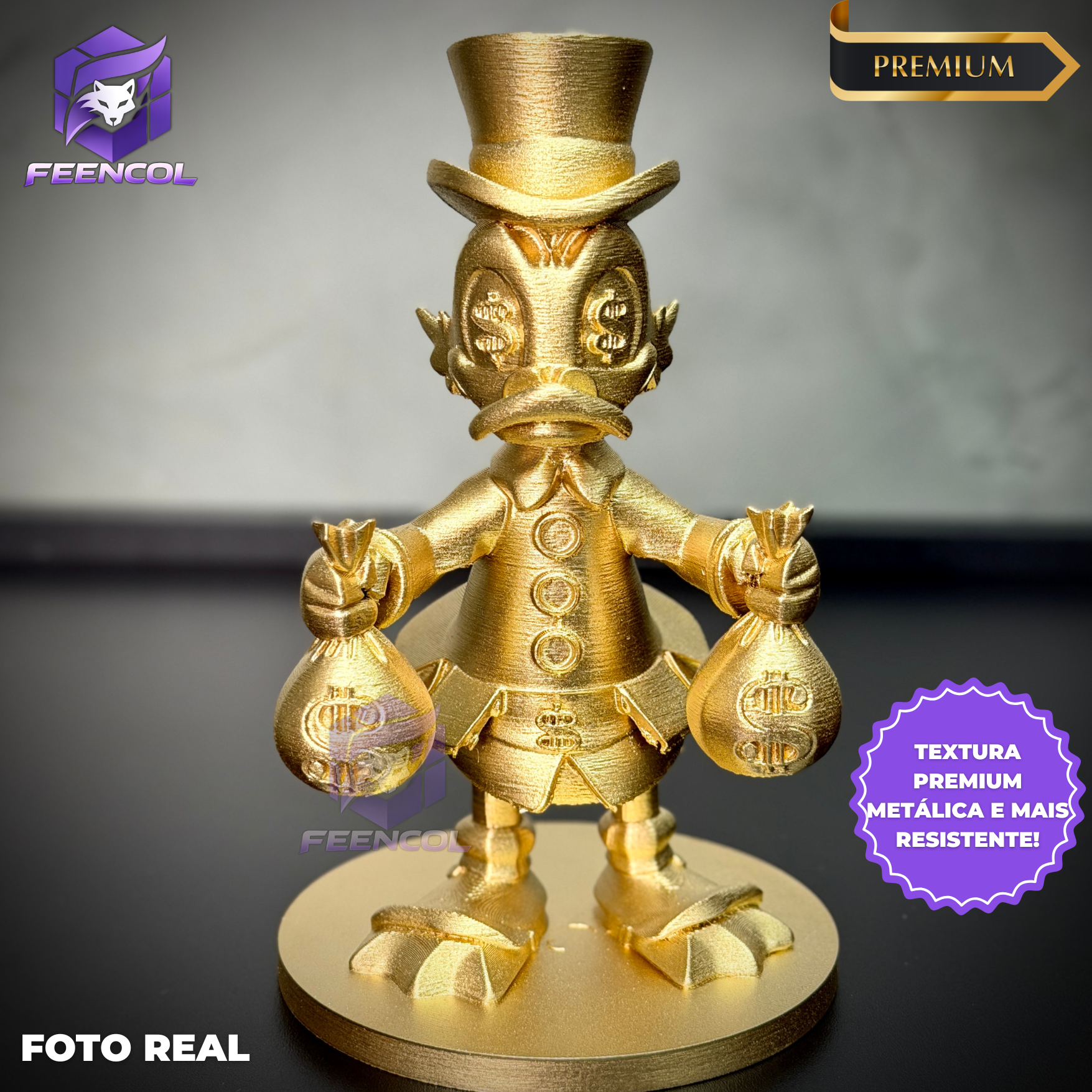 The McDuck Toten – ( Toten Tio Patinhas Dourado) Premium Decorativo  de Luxo pintado a mão, Pronta entrega ORIGINAL.