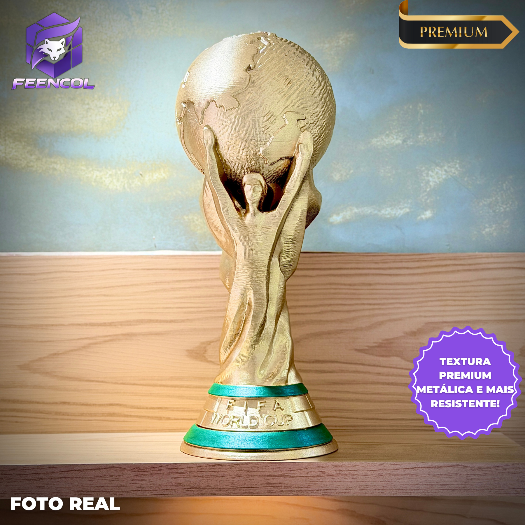 The Hexa Legacy – (Taça da Copa Tamanho Real ) Obra de Arte Decorativa Premium, pintada à mão Pronta entrega