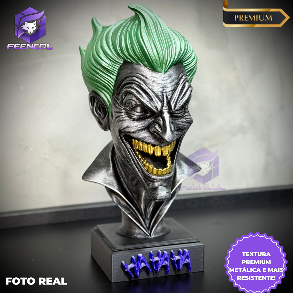 The Joker Smile– ( Busto de luxo Coringa rindo) Premium Decorativo  de Luxo pintado a mão, Pronta entrega ORIGINAL