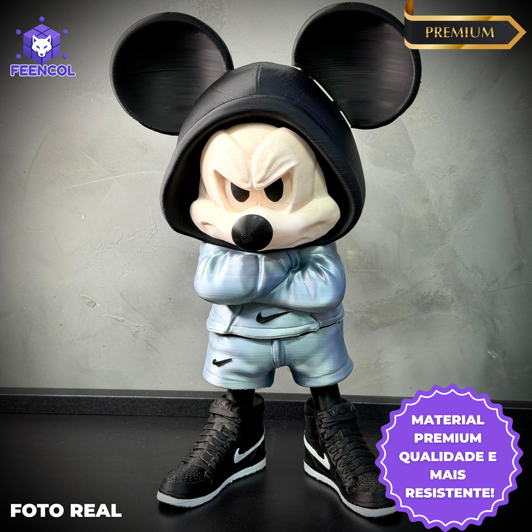 O Mickey Bolado Streetwise  – ( Figure decorativa estilo Cartoon) Premium de Luxo a mão, Pronta entrega