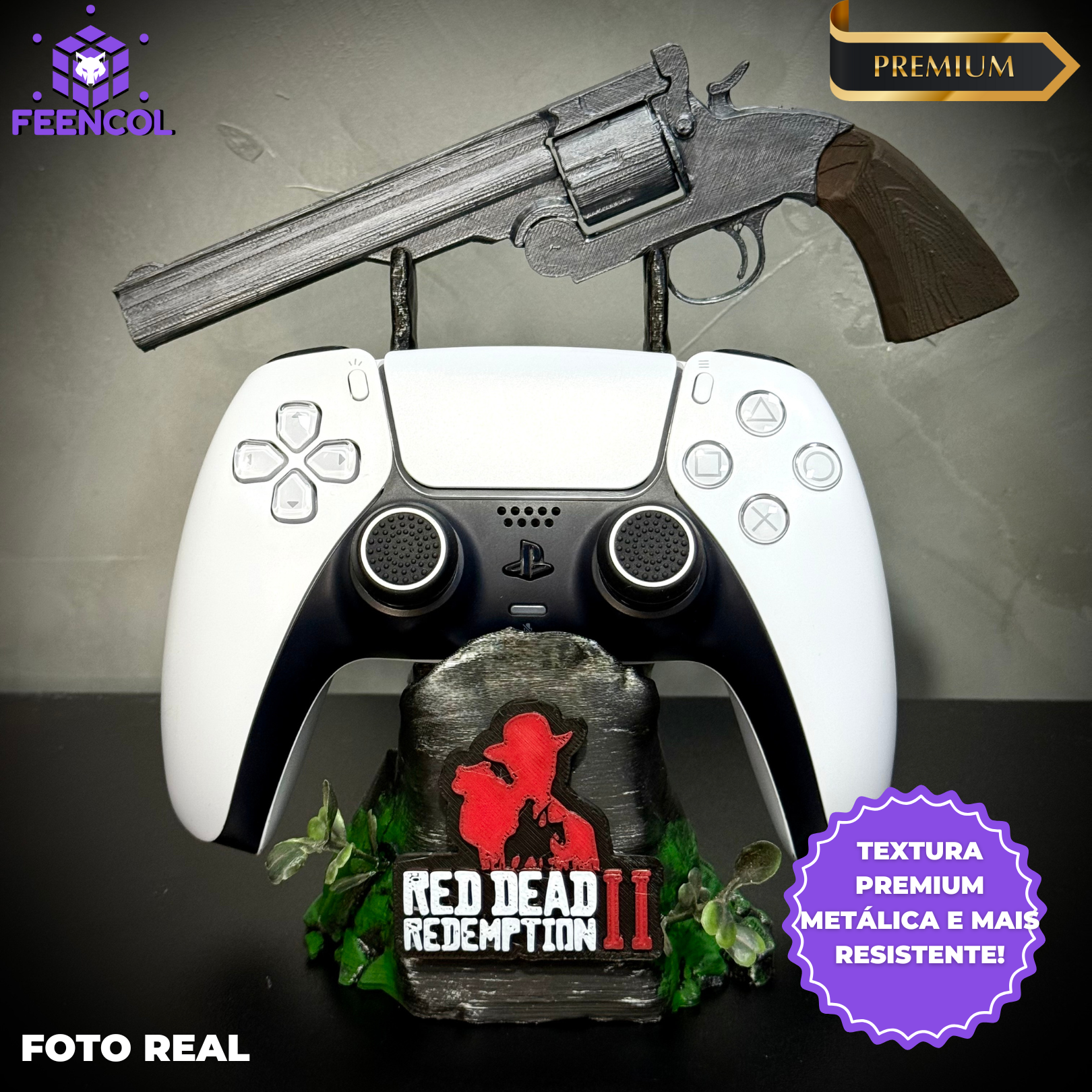 Suporte Premium Para Controle de Playstaion/Xbox Red Dead Redemption 2 Nova Versão  pintado a mão +CHAVEIRO DE BRINDE Pronta Entrega