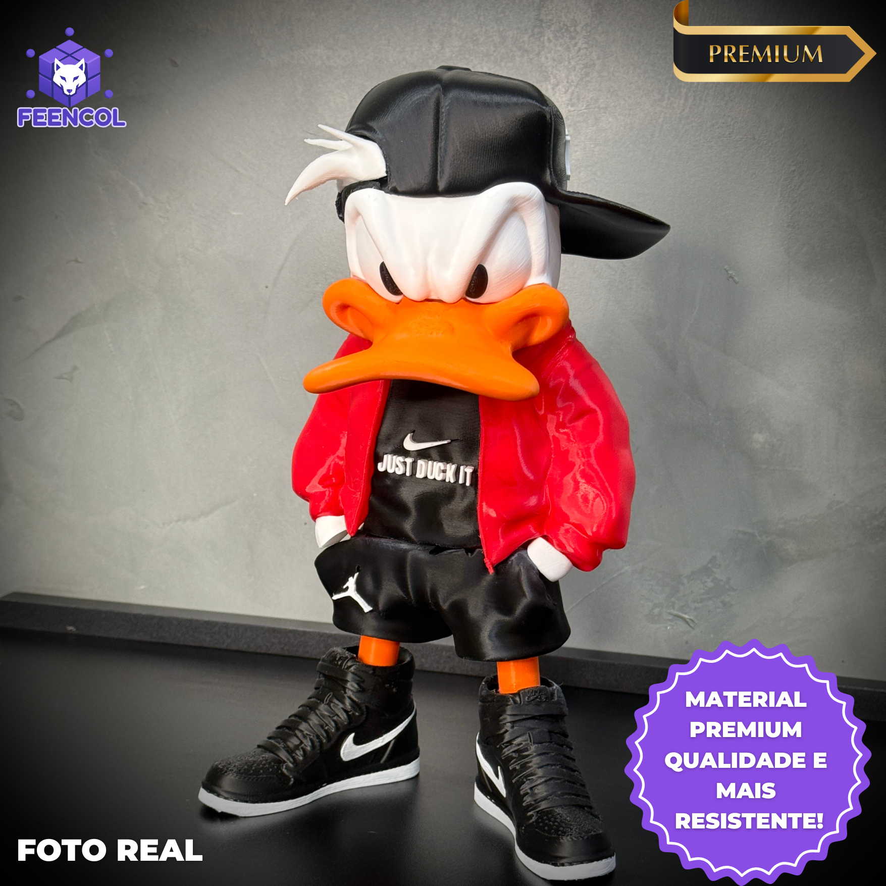 O Pato Donald Streetwise  – ( Figure decorativa estilo Cartoon) Premium de Luxo a mão, Pronta entrega
