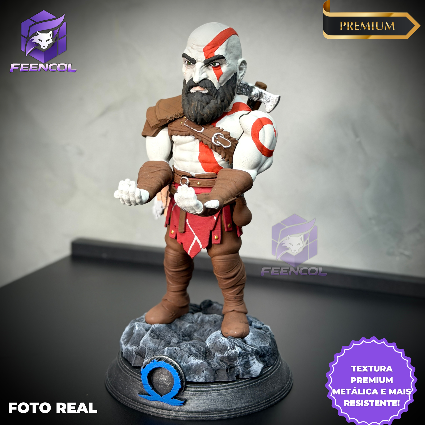 Suporte SUPER Premium Para Controle de Playstation e Xbox Kratos de luxo  pintado a mão Pronta Entrega com chaveiro de brinde