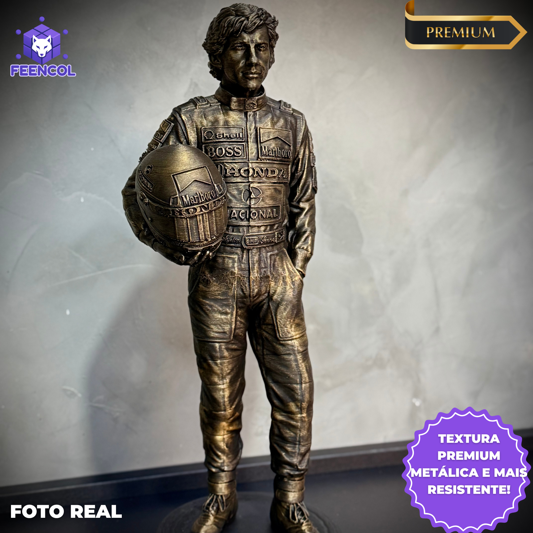 The Eternal Champion – ( Figure Ayrton Senna) Premium Decorativo  de Luxo pintado a mão, robusto  Pronta entrega