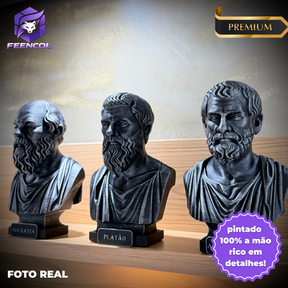 The Big Three – Kit 3 Bustos  Sócrates, Platão & Aristóteles Premium Decorativo  de Luxo pintado a mão, Pronta entrega