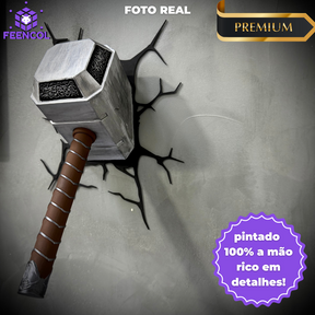 Quadro 3D Martelo do Thor Mjolnir de Luxo de luxo  pintado a mão +CHAVEIRO DE BRINDE Pronta Entrega