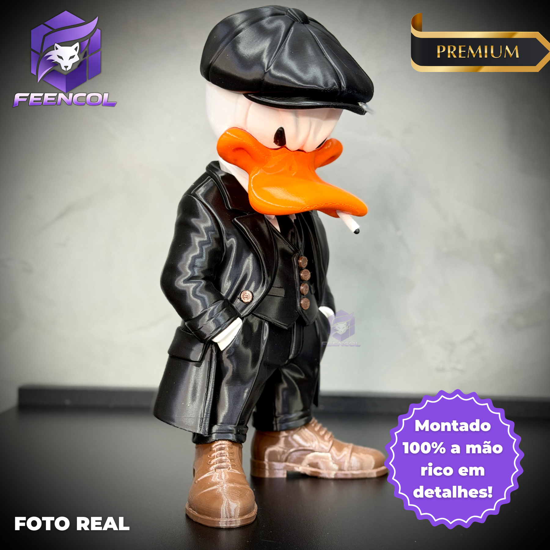 O Pato Donald Shelby– ( Figure decorativa Pato Donald Peaky Blinders) GRANDE EXCLUSIVO Premium de Luxo a mão, Pronta entrega