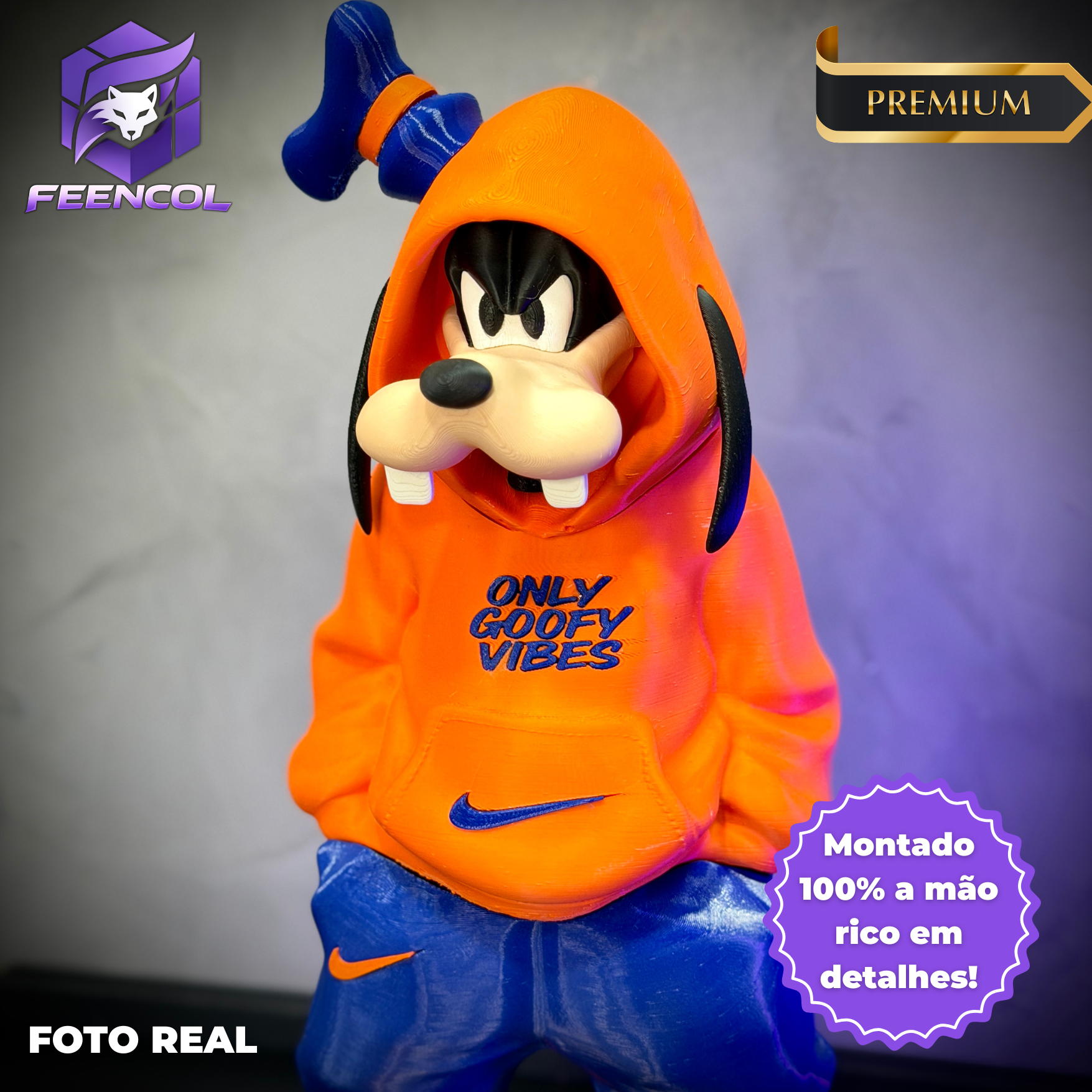 O Pateta Streetwise  – ( Figure decorativa estilo Cartoon) Premium de Luxo a mão, Pronta entrega