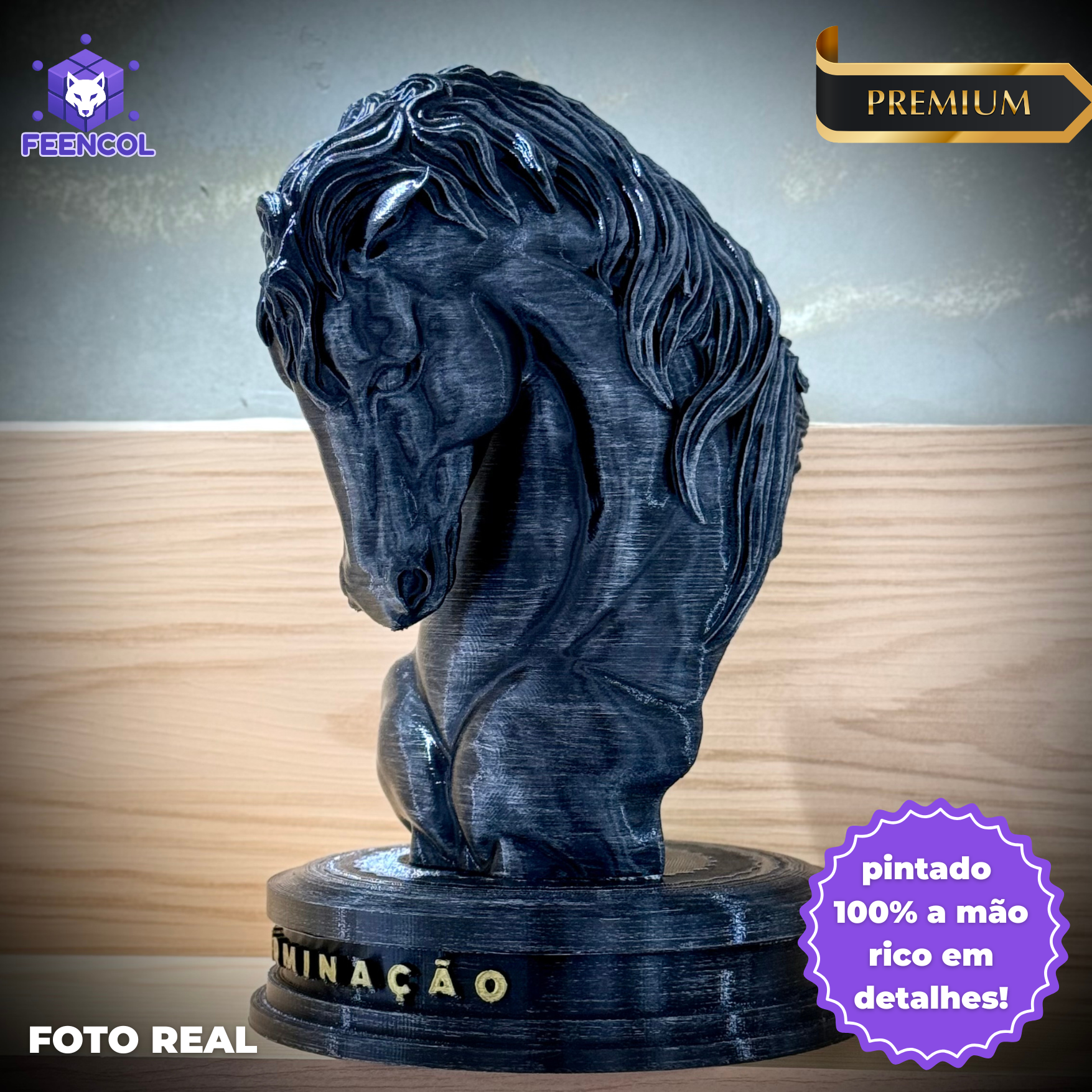 The Determination Horse – ( Figure Cavalo da Determinação ) Premium Decorativo  de Luxo pintado a mão, Pronta entrega