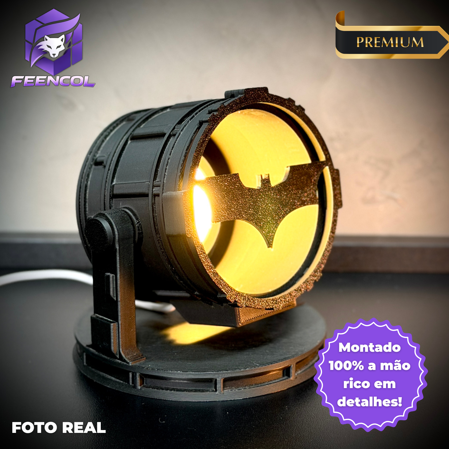 The Bat Signal (Luminária  LED Batman) Premium de Luxo a mão, Pronta entrega