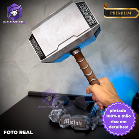 Martelo do Thor  Mjolnir Thor (Tamanho Real de Luxo) Com Base Colecionável Decoração de Luxo Pronta Entrega