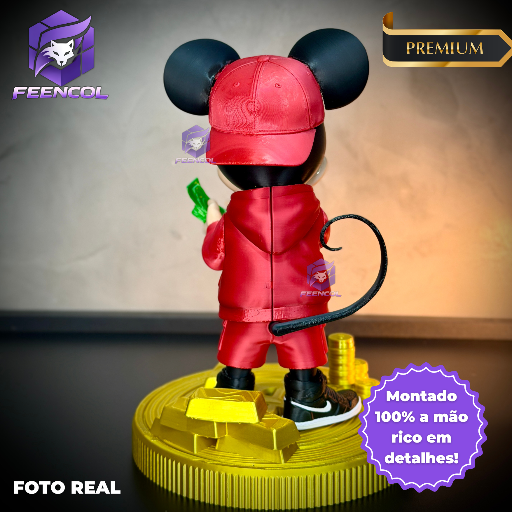 The Money Mickey– ( Figure decorativa Mickey Milionário) EXCLUSIVO Premium de Luxo a mão, Pronta entrega, Frete Grátis