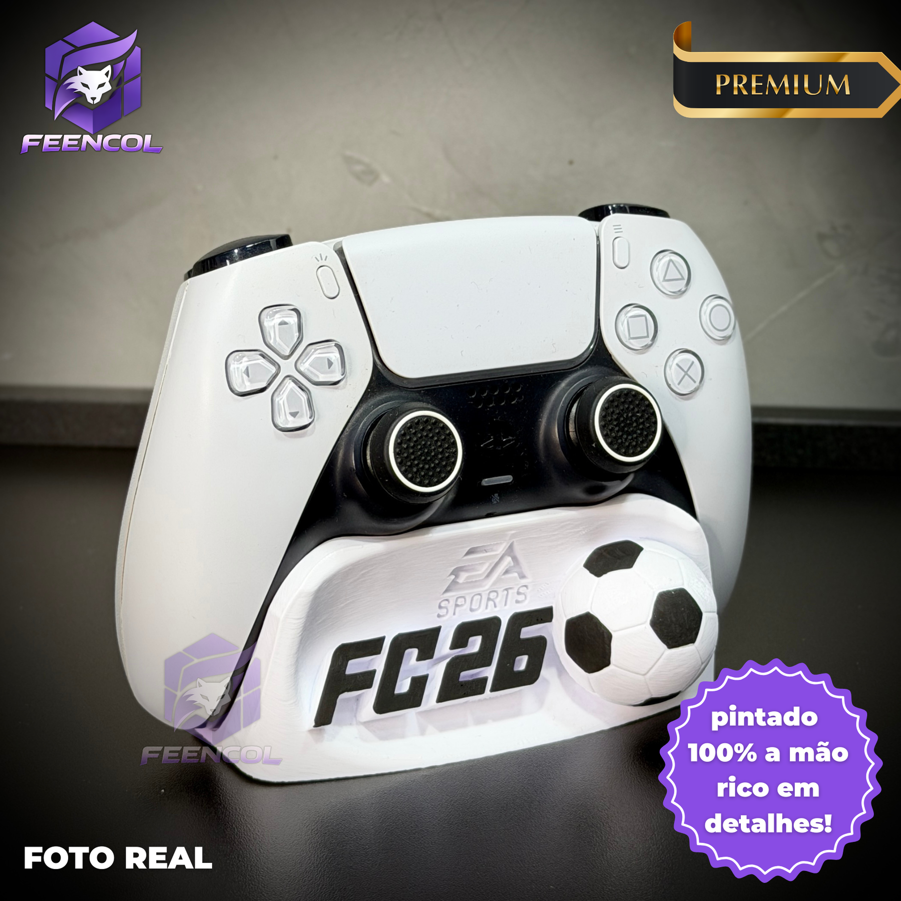 Suporte Premium Para Controle Dualsense Ps5 FC 25 (fifa 26)  de luxo pintado a mão Pronta Entrega+ Chaveiro de brinde