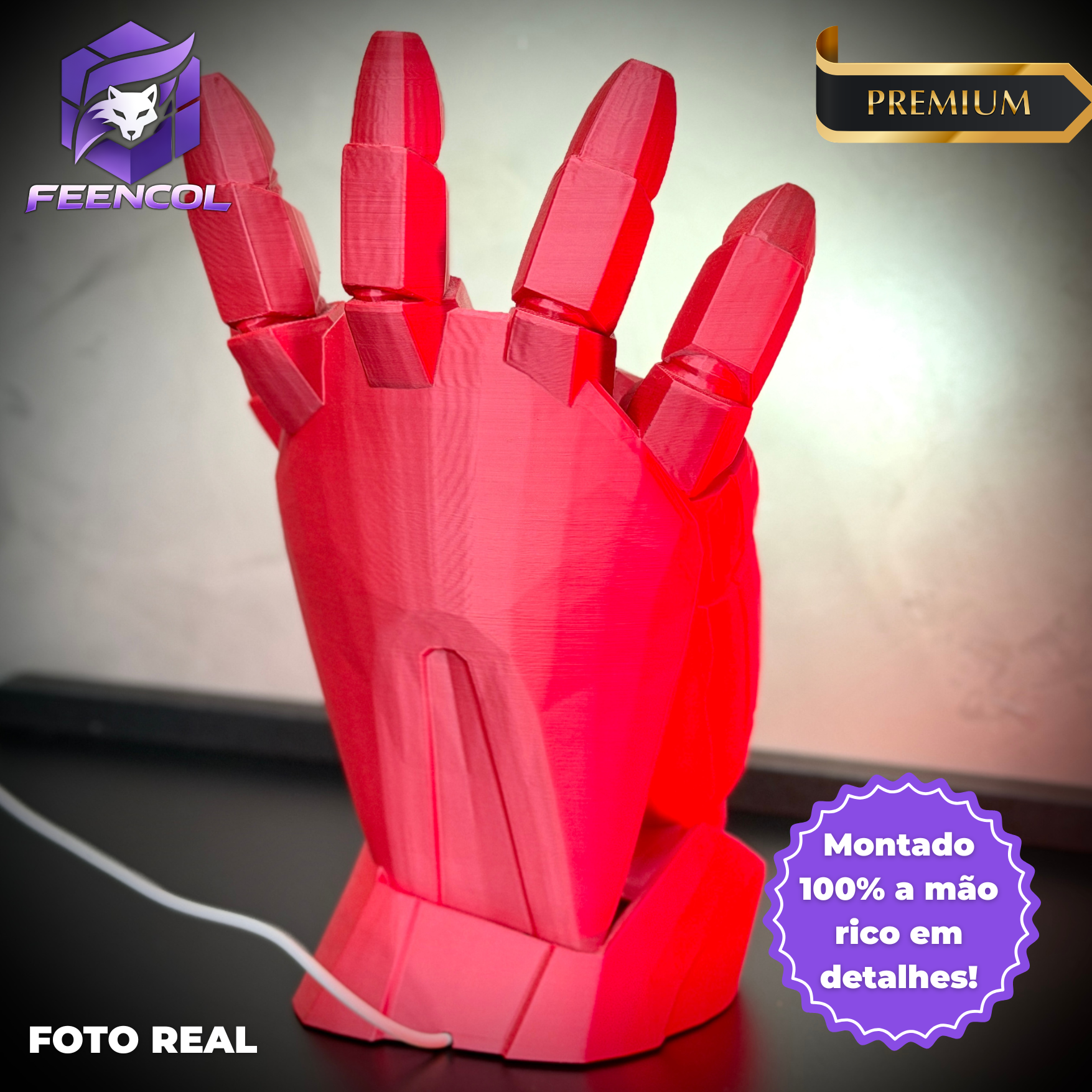 Luminária Arc Reactor Hand (Mão Homem de ferro LED) Premium de Luxo a mão, Pronta entrega