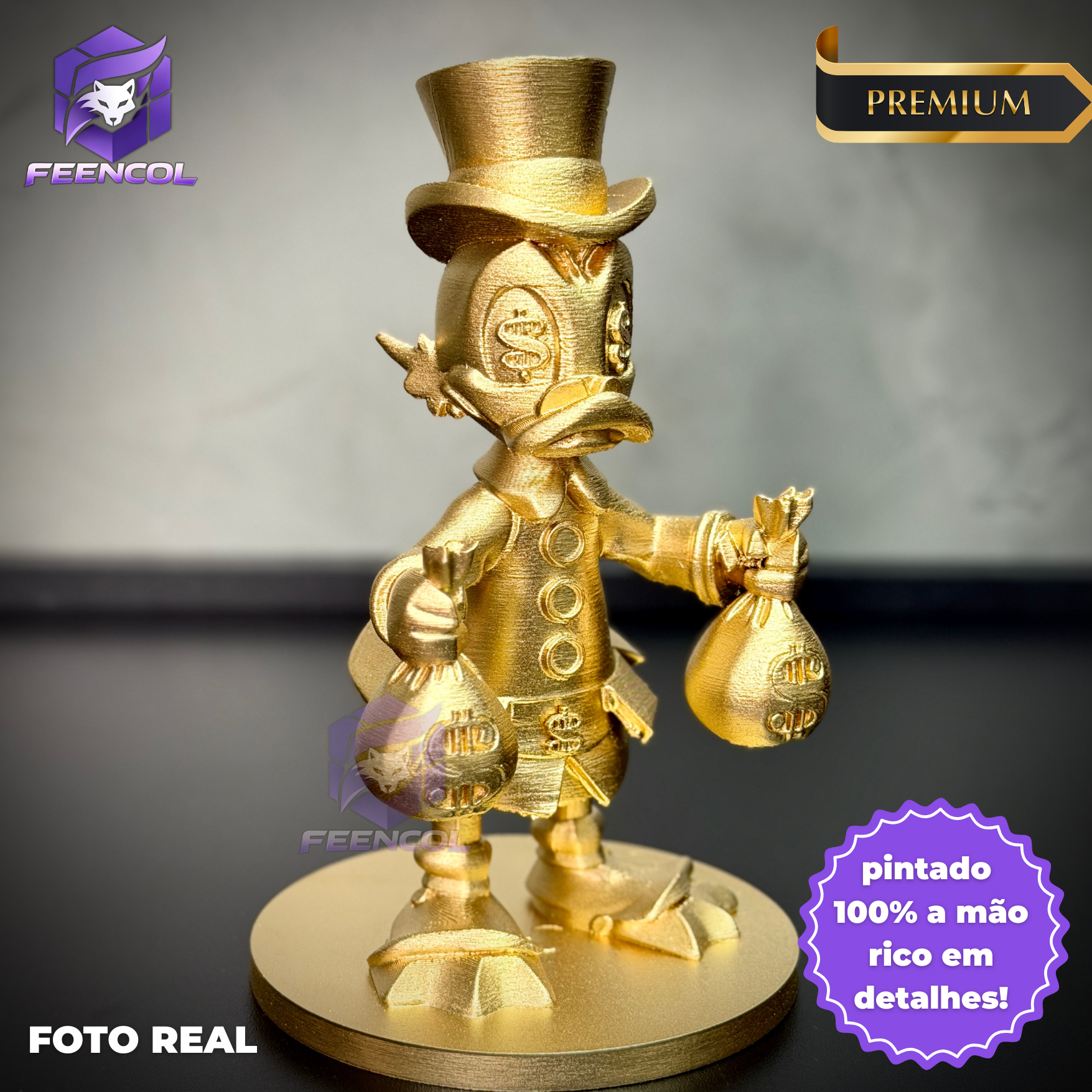 The McDuck Toten – ( Toten Tio Patinhas Dourado) Premium Decorativo  de Luxo pintado a mão, Pronta entrega ORIGINAL.