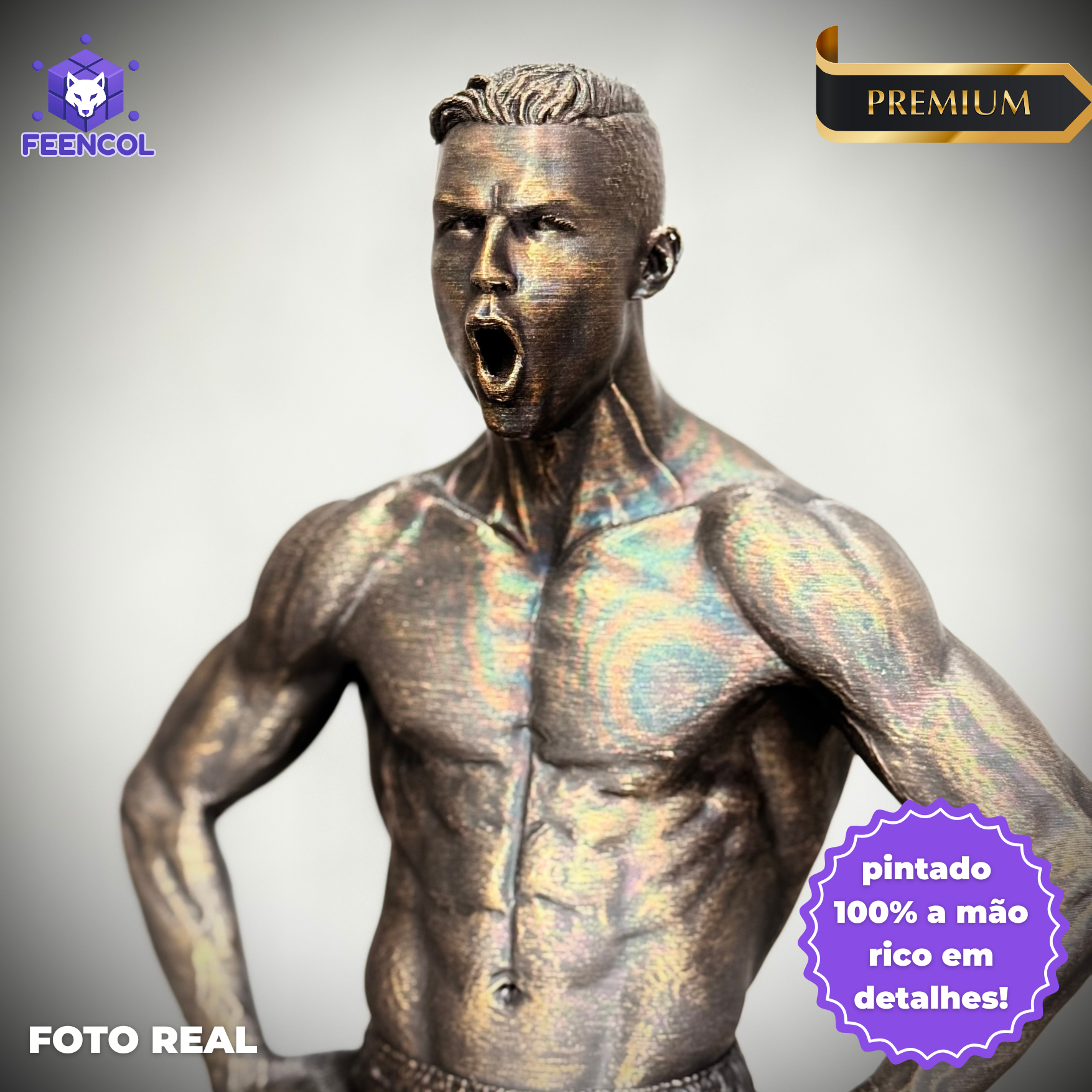 The CR7 Legacy – ( Figure Cristiano Ronaldo) Premium Decorativo  de Luxo pintado a mão,grande 37 cm  Pronta entrega