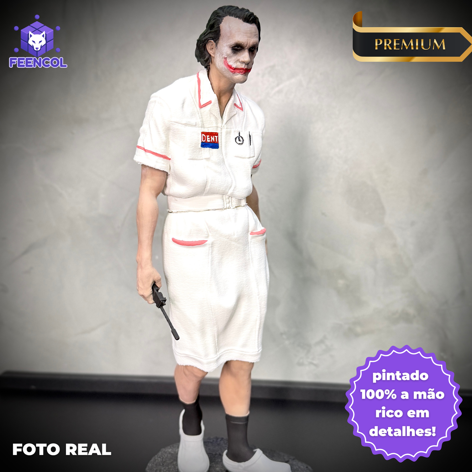 Action Figure Premium Boneco Coringa ( Heath Ledger Joker) Enfermeira Grande 35cm de luxo  pintado a mão Pronta Entrega