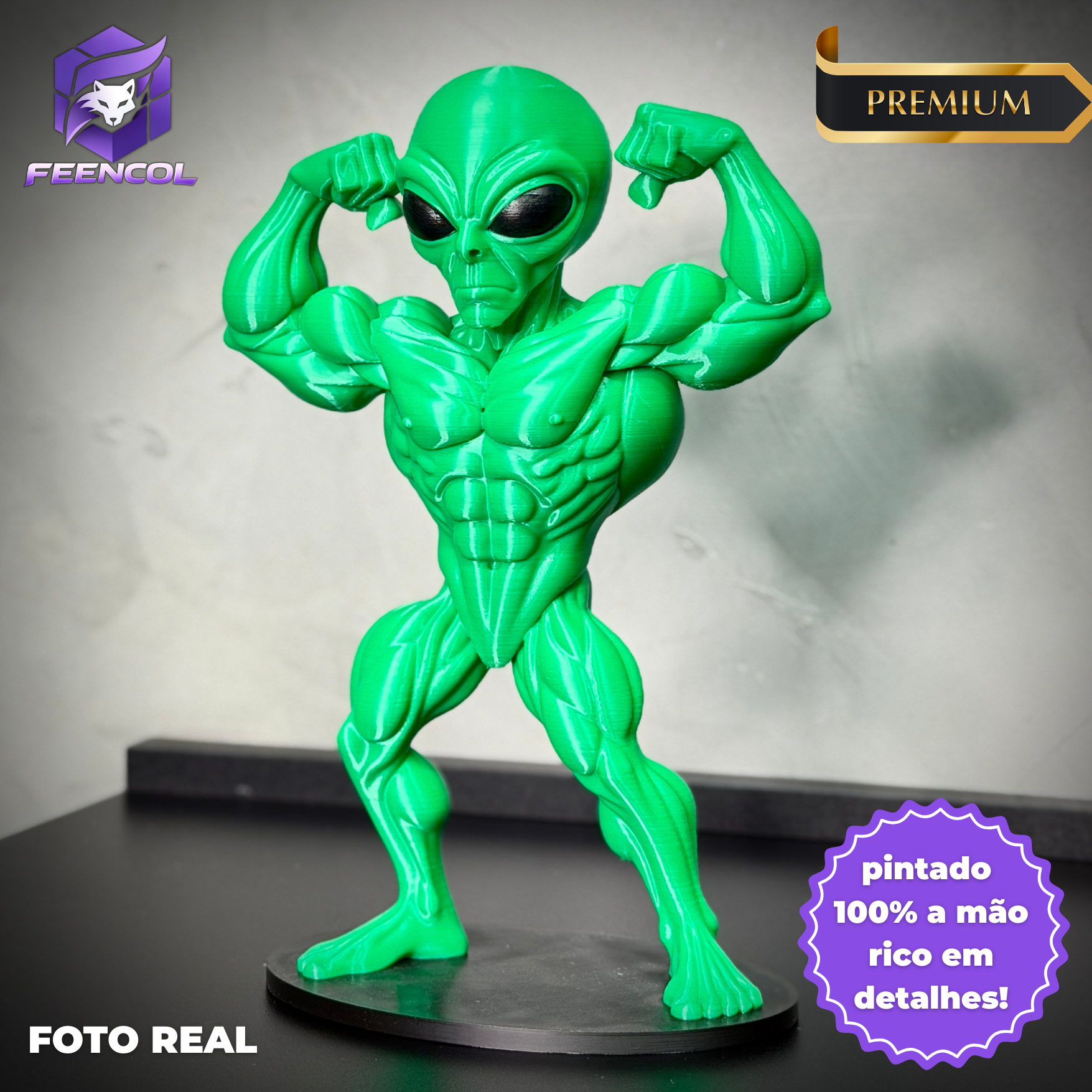 The Bodybuilder Alien – (Figure ET Bombado)Premium de Luxo a mão, Pronta entrega Limitado