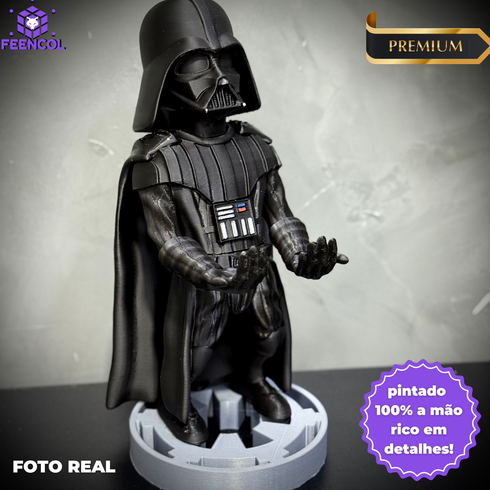 Suporte Premium Para Controle de Playstation e Xbox Darth Vader ( Star Wars) de luxo  pintado a mão Pronta Entrega com chaveiro de brinde