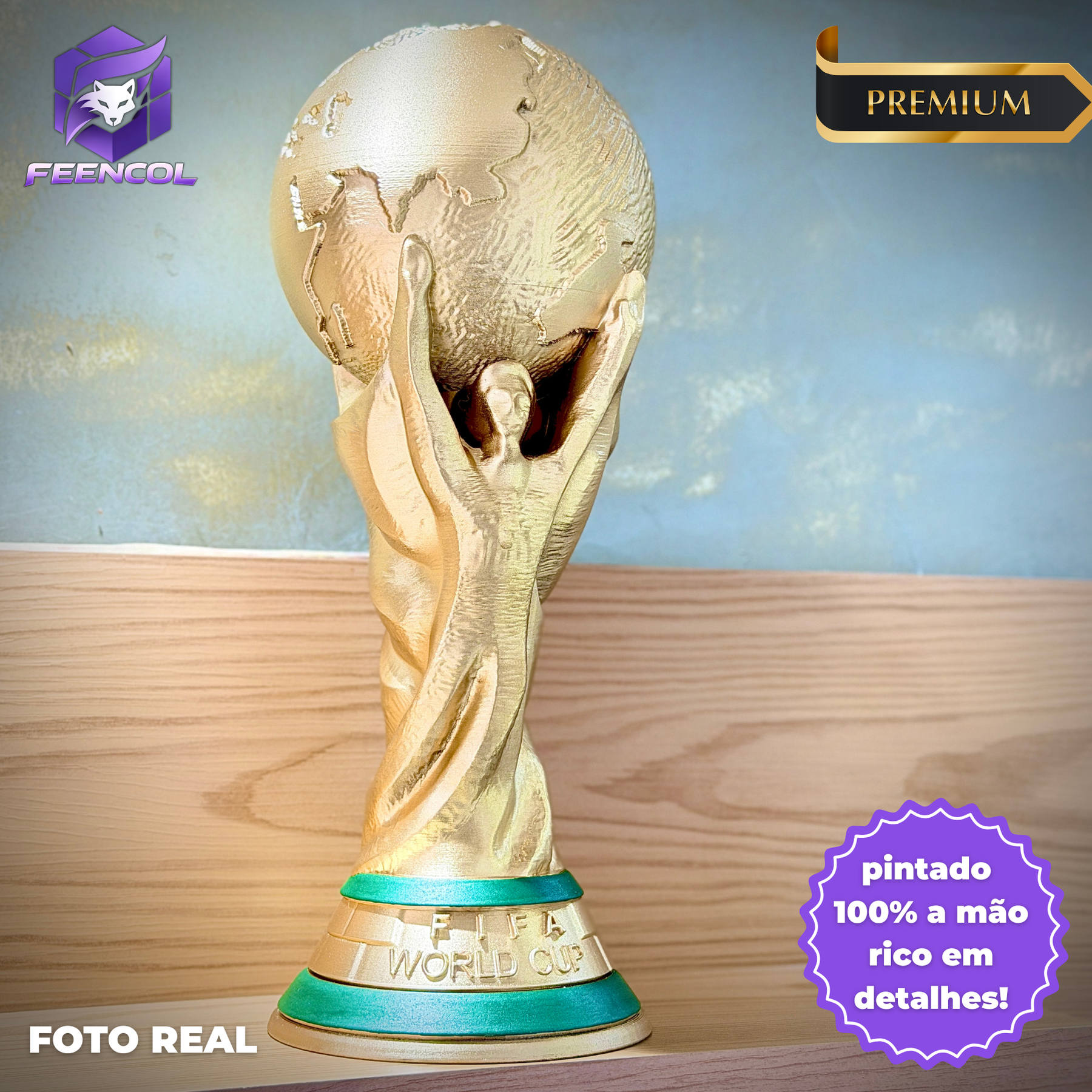 The Hexa Legacy – (Taça da Copa Tamanho Real ) Obra de Arte Decorativa Premium, pintada à mão Pronta entrega
