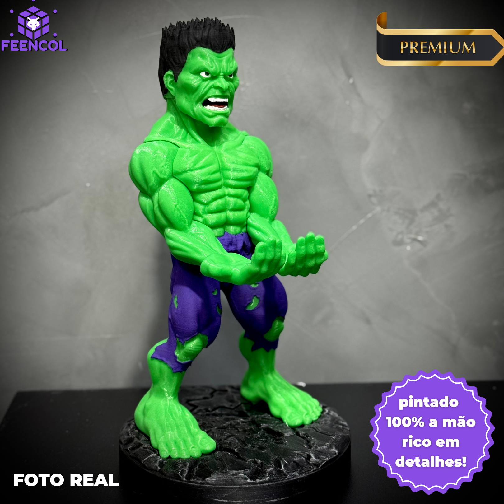 Suporte Premium Para Controle de Playstation e Xbox Hulk de luxo  pintado a mão Pronta Entrega com chaveiro de brinde