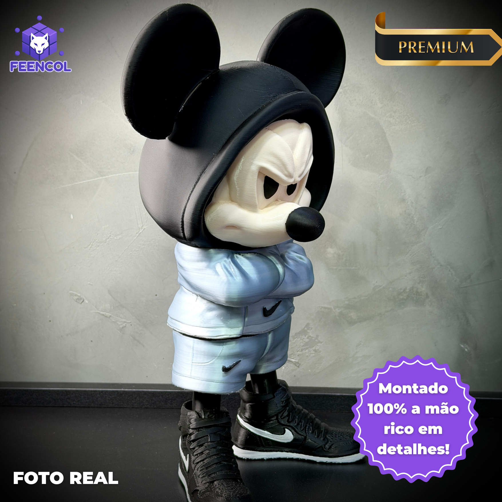 O Mickey Bolado Streetwise  – ( Figure decorativa estilo Cartoon) Premium de Luxo a mão, Pronta entrega