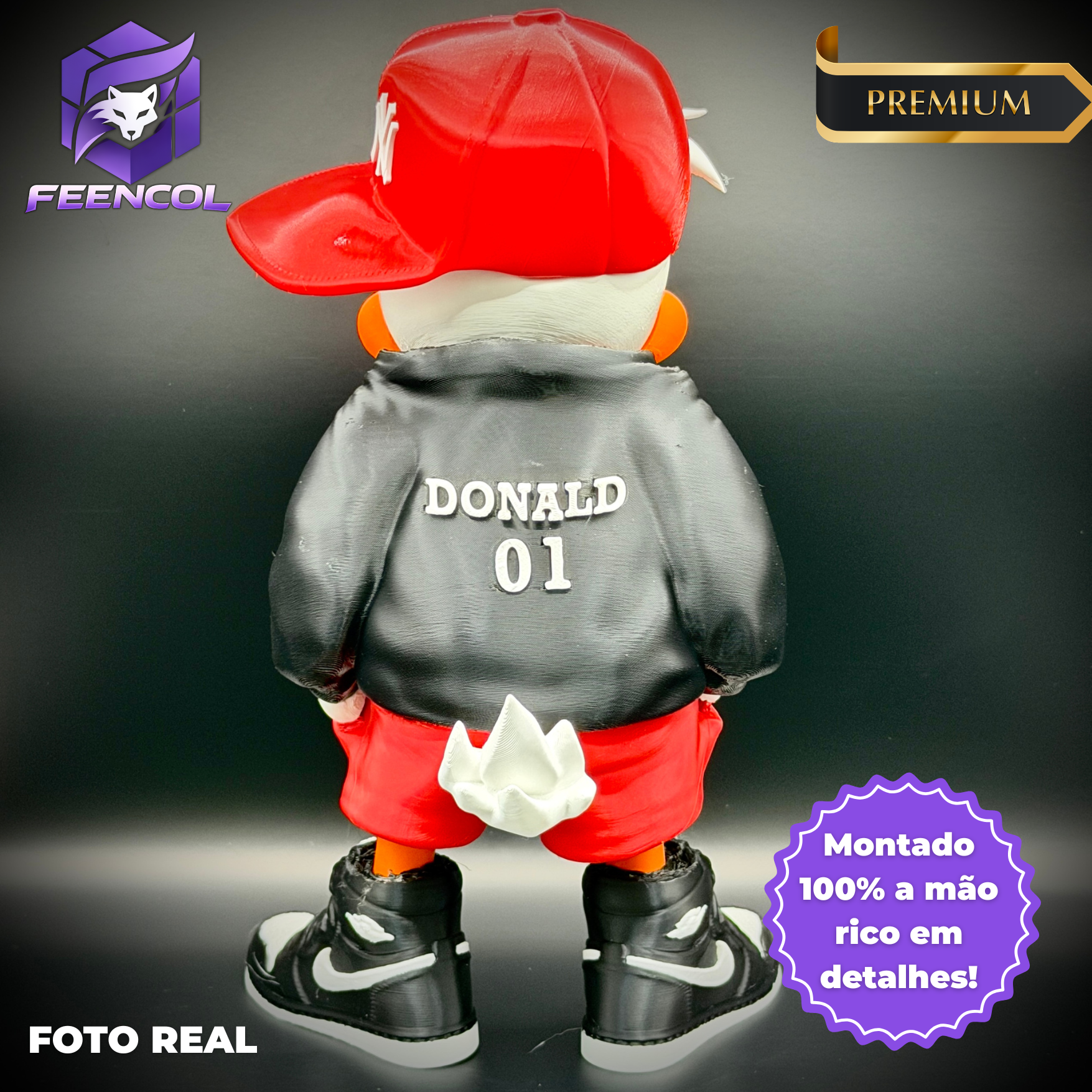 O Pato Donald Streetwise  – ( Figure decorativa estilo Cartoon) Premium de Luxo a mão, Pronta entrega