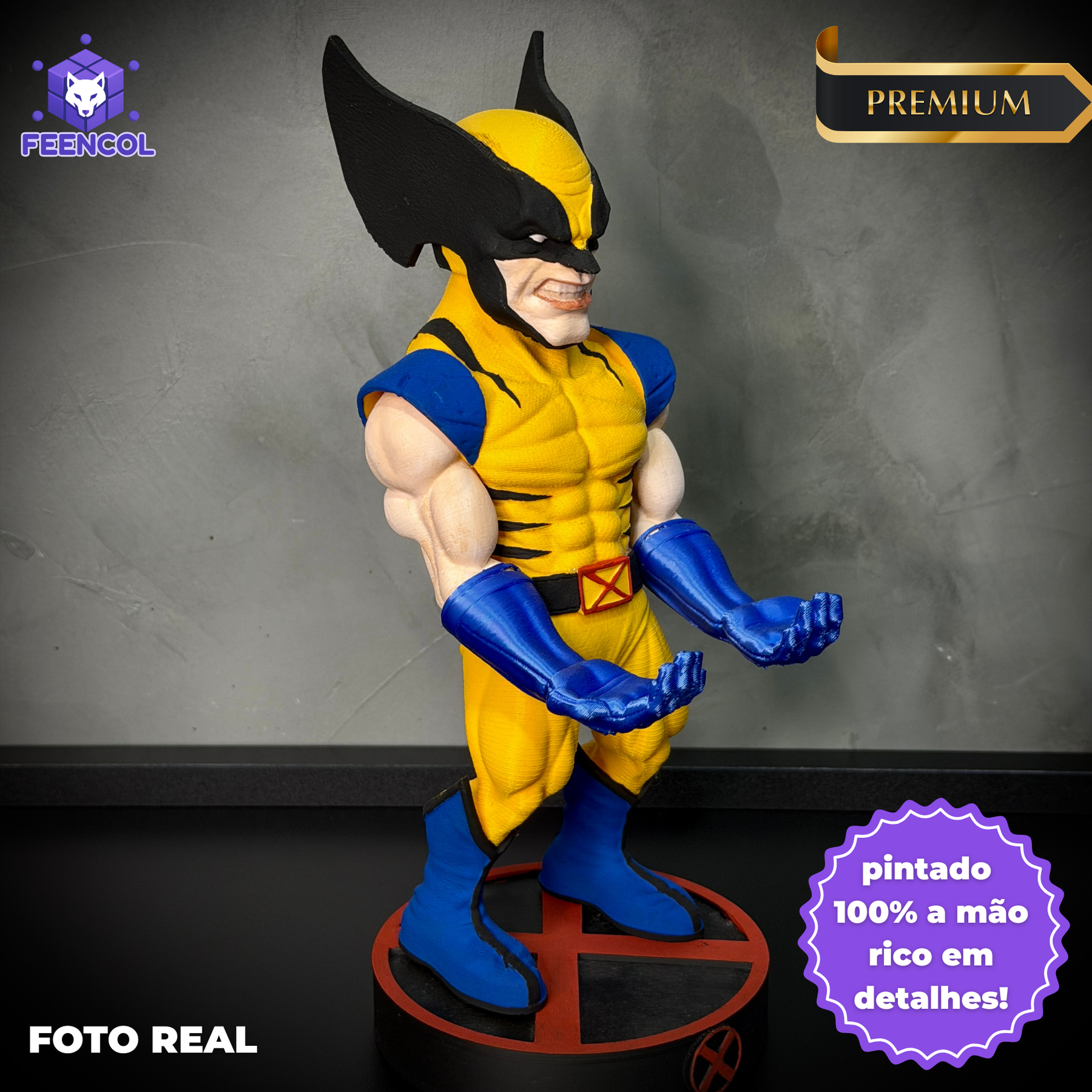 Suporte Premium Para Controle de Playstation e Xbox Wolwerine de luxo  pintado a mão Pronta Entrega com chaveiro de brinde