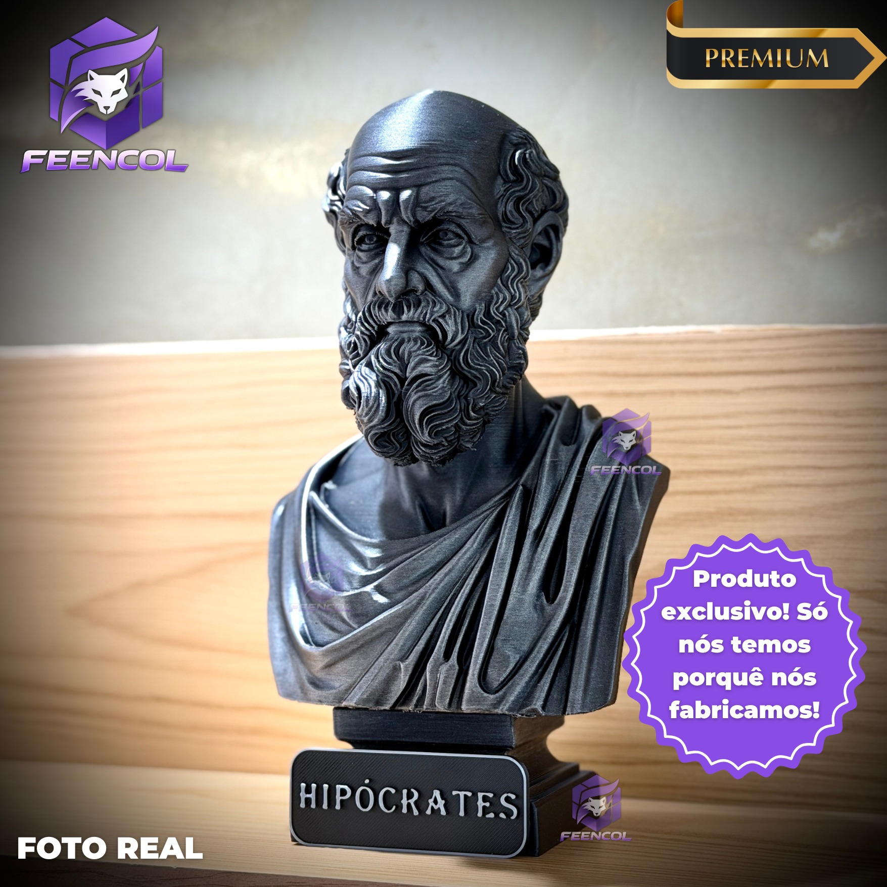 The HipócratesLegacy ( Busto Premium de Hipócrates ) Decorativo de Luxo pintado a mão, Pronta entrega ORIGINAL.